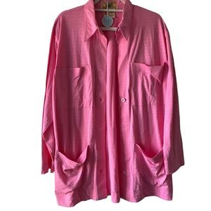 Gene Ewing BIS Wrinkled Rich cotton pink oversized shirt cardigan size M.